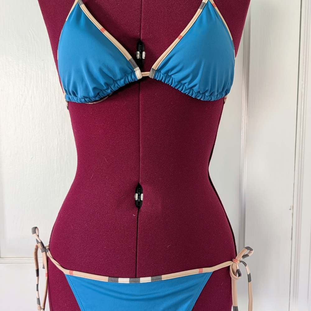 Burberry Teal Swimwear with Plaid Accents
